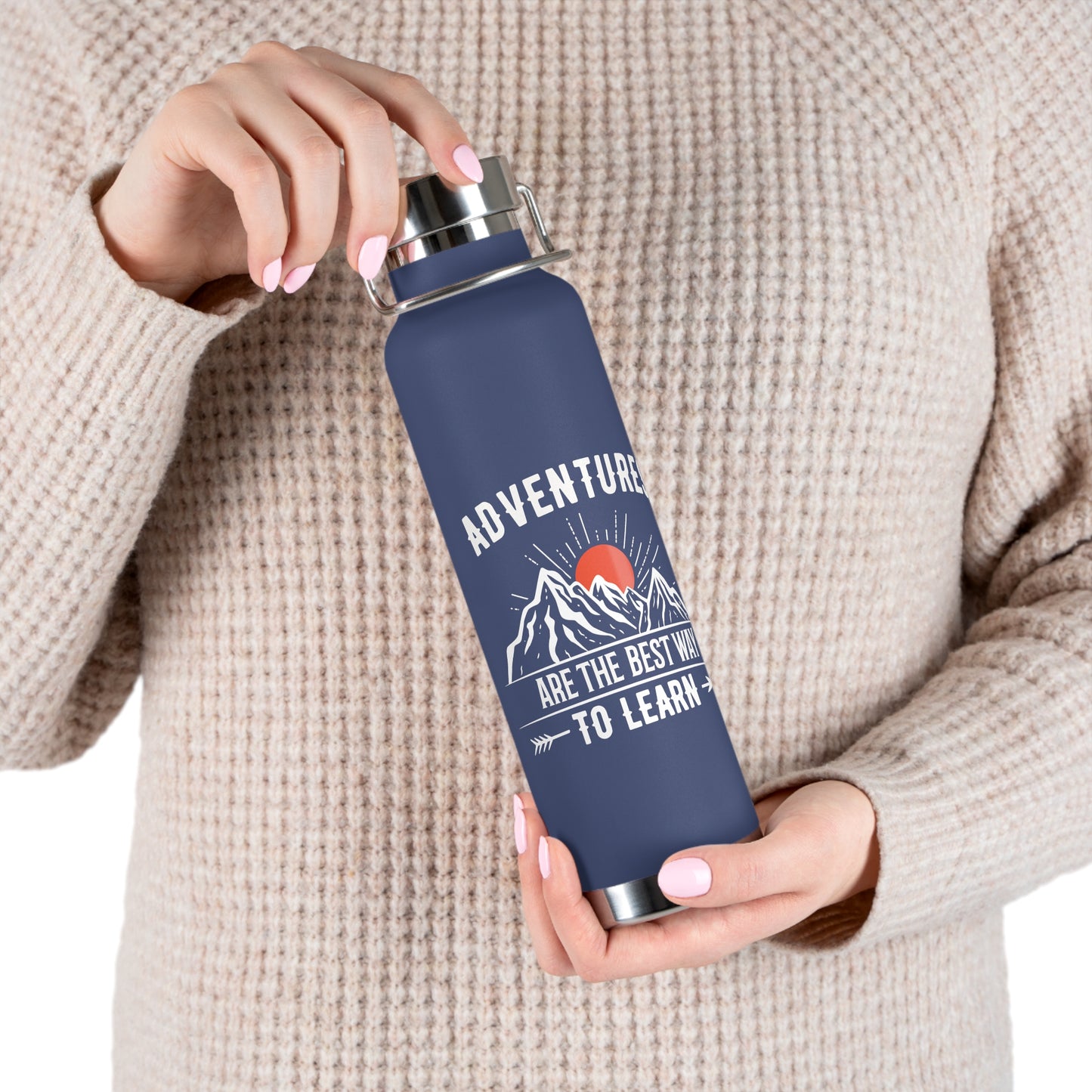 Adventures Are The Best Way To Learn - Customizable  Copper Vacuum Insulated Bottle, 22oz - 12670