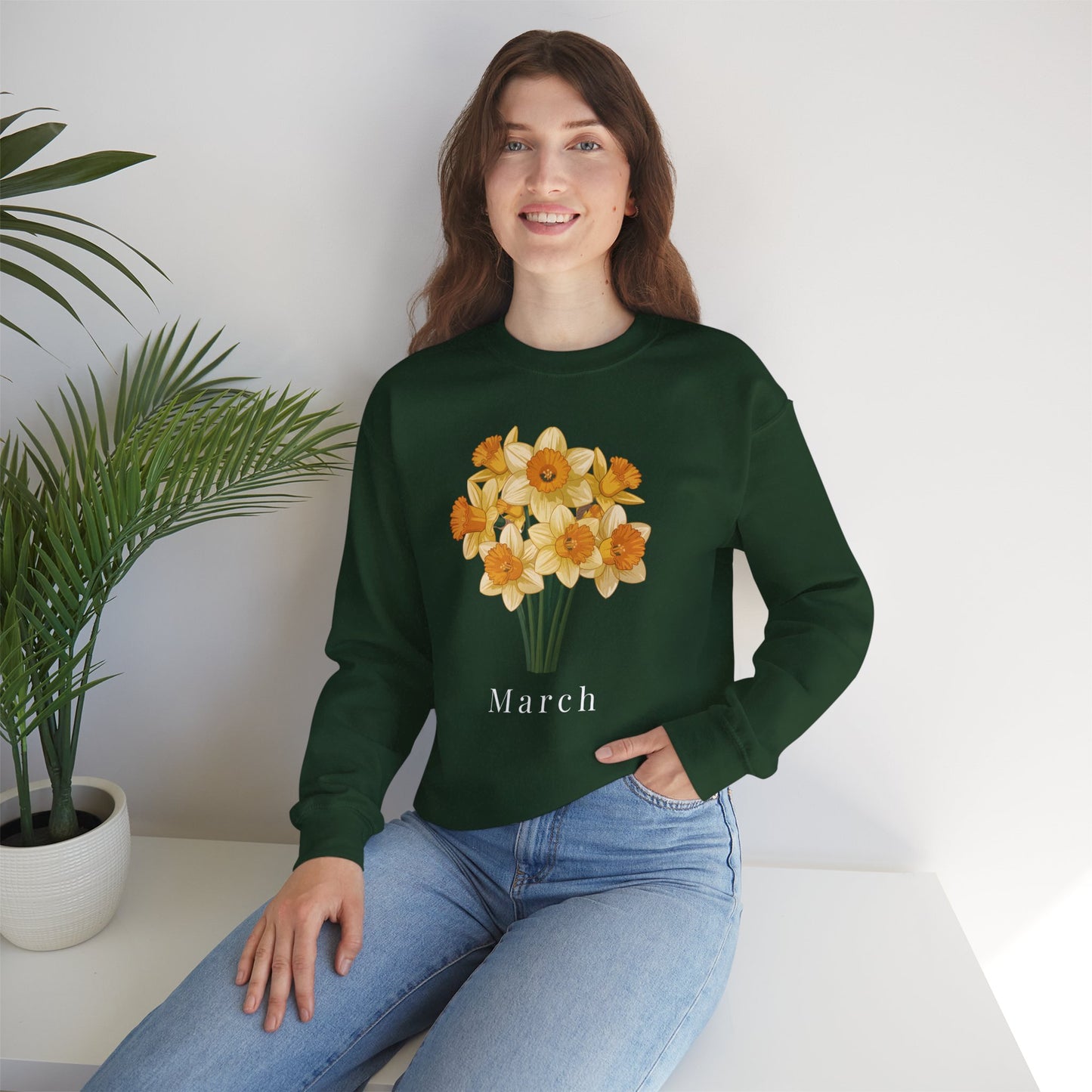 March Birth Flower Daffodil Bouquet Sweatshirt – Floral Birthday Gift Crewneck - 14823