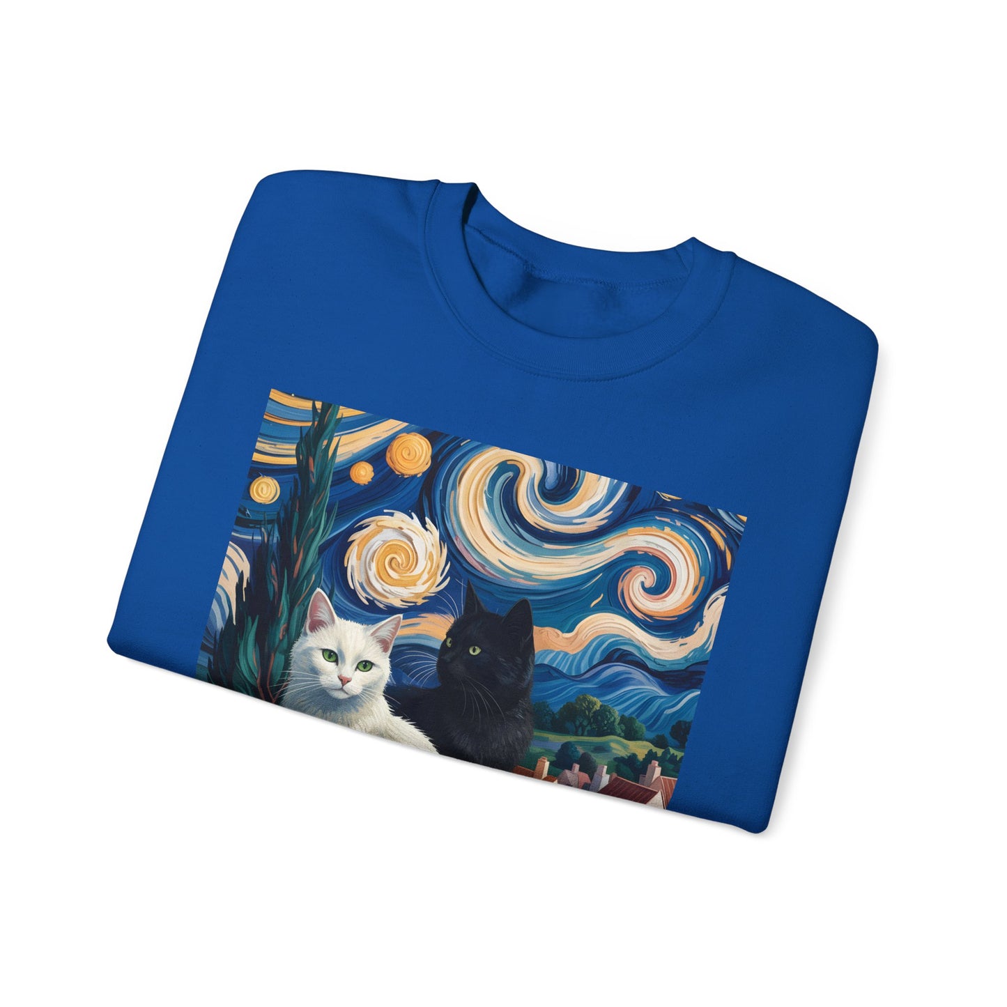 Van Gogh Style Cat Art Sweatshirt - Cozy Unisex Crewneck, Valentines Day Gift for Cat Lovers - 14761
