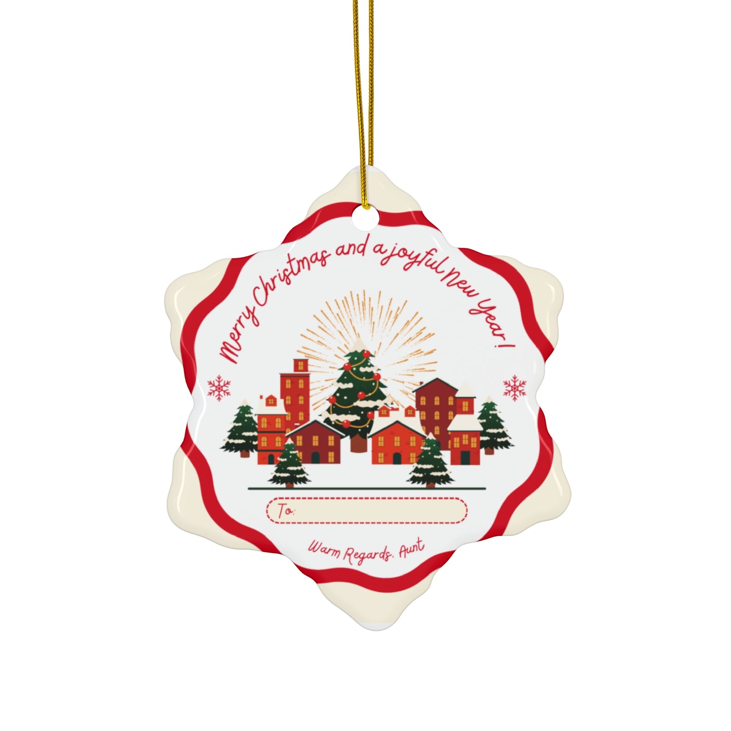 Merry Christmas & Joyful New Year - Ceramic Ornament, 2 Shapes