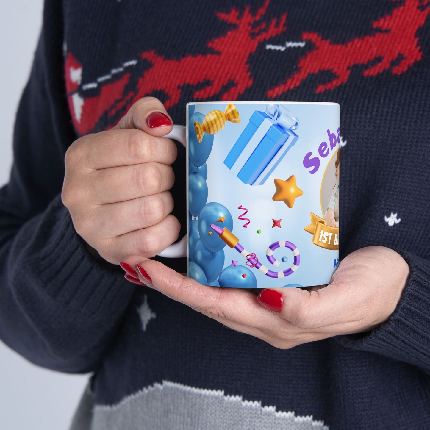 Personalized Birthday Mug, 1st Birthday Gift, Custom Mug, Ceramic Coffee Cup, Celebration Decor, Kids Birthday Gift - 13973