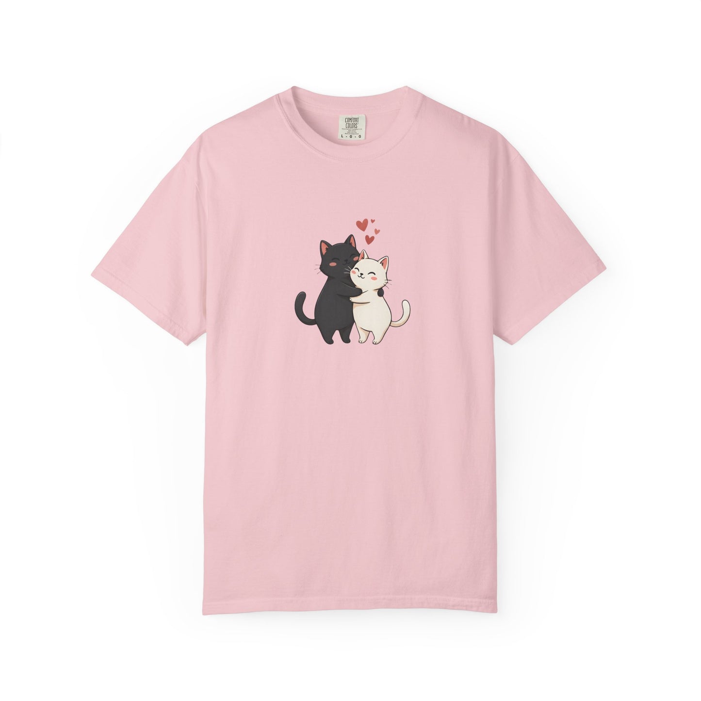 Cute Cats Valentine Graphic T-Shirt — Custom Placement & Size | Couple Gift - 14753