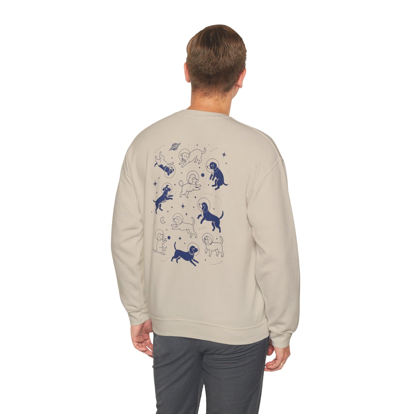 Dog in Space Crewneck Sweatshirt – Space Puppy Graphic Pullover - 14678
