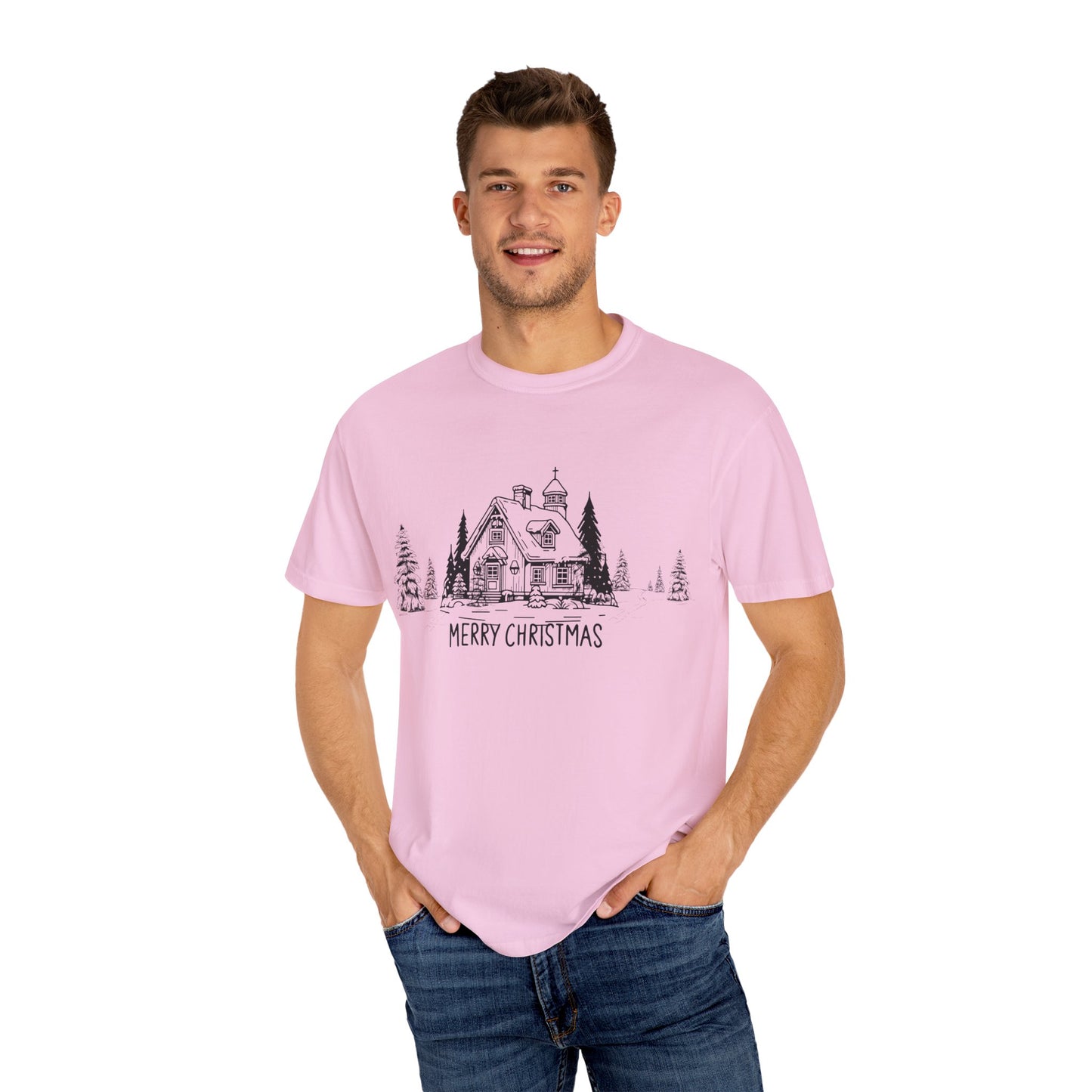 Merry Christmas, House - Unisex Garment-Dyed T-shirt - 10114