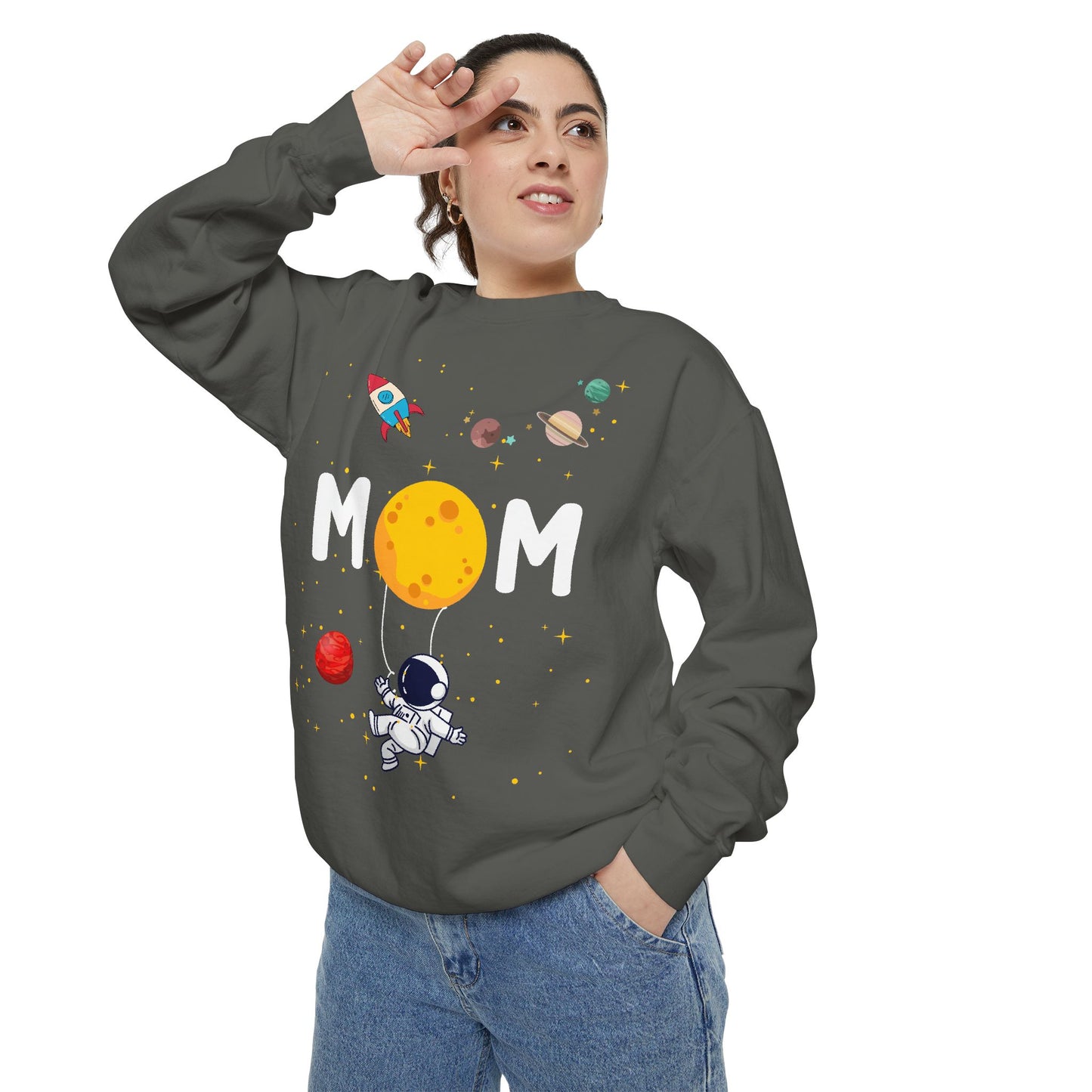 Astronaut Mom Garment-Dyed Sweatshirt | Space-Themed Gift for Mothers - 11838