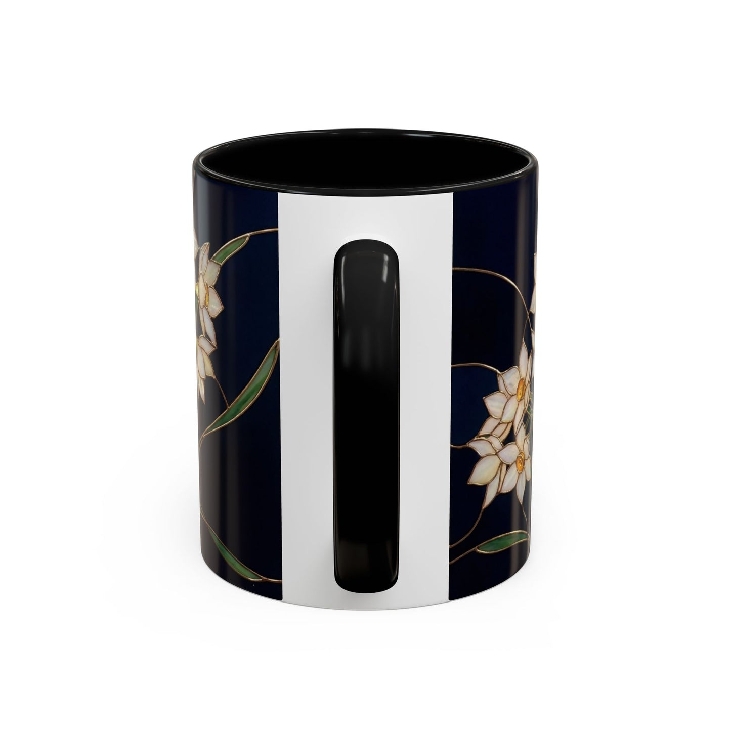 Narcissus Bloom Accent Coffee Mug — Stained Glass Design 11/15oz - 14597