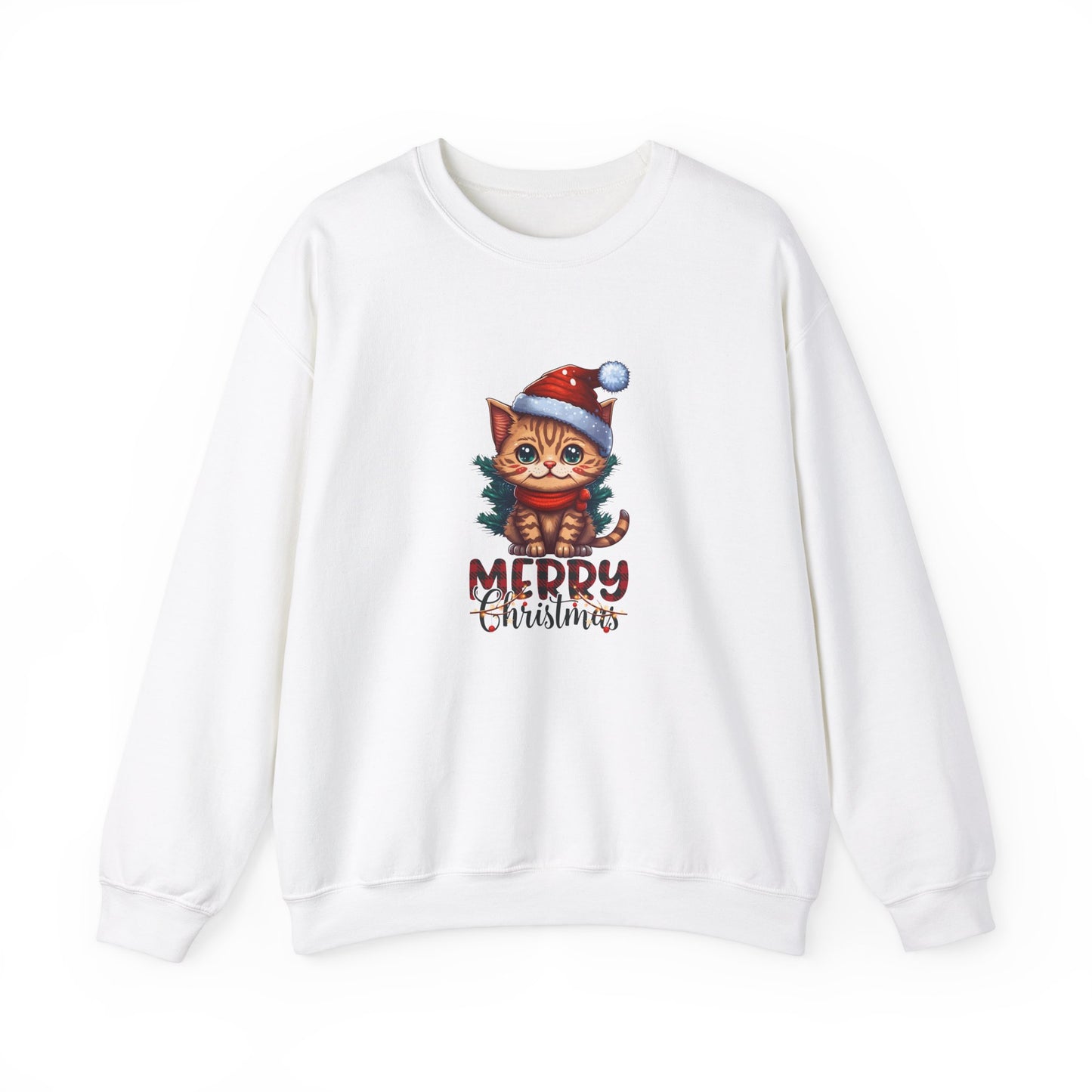 Merry Christmas, Cat - Unisex Heavy Blend™ Crewneck Sweatshirt