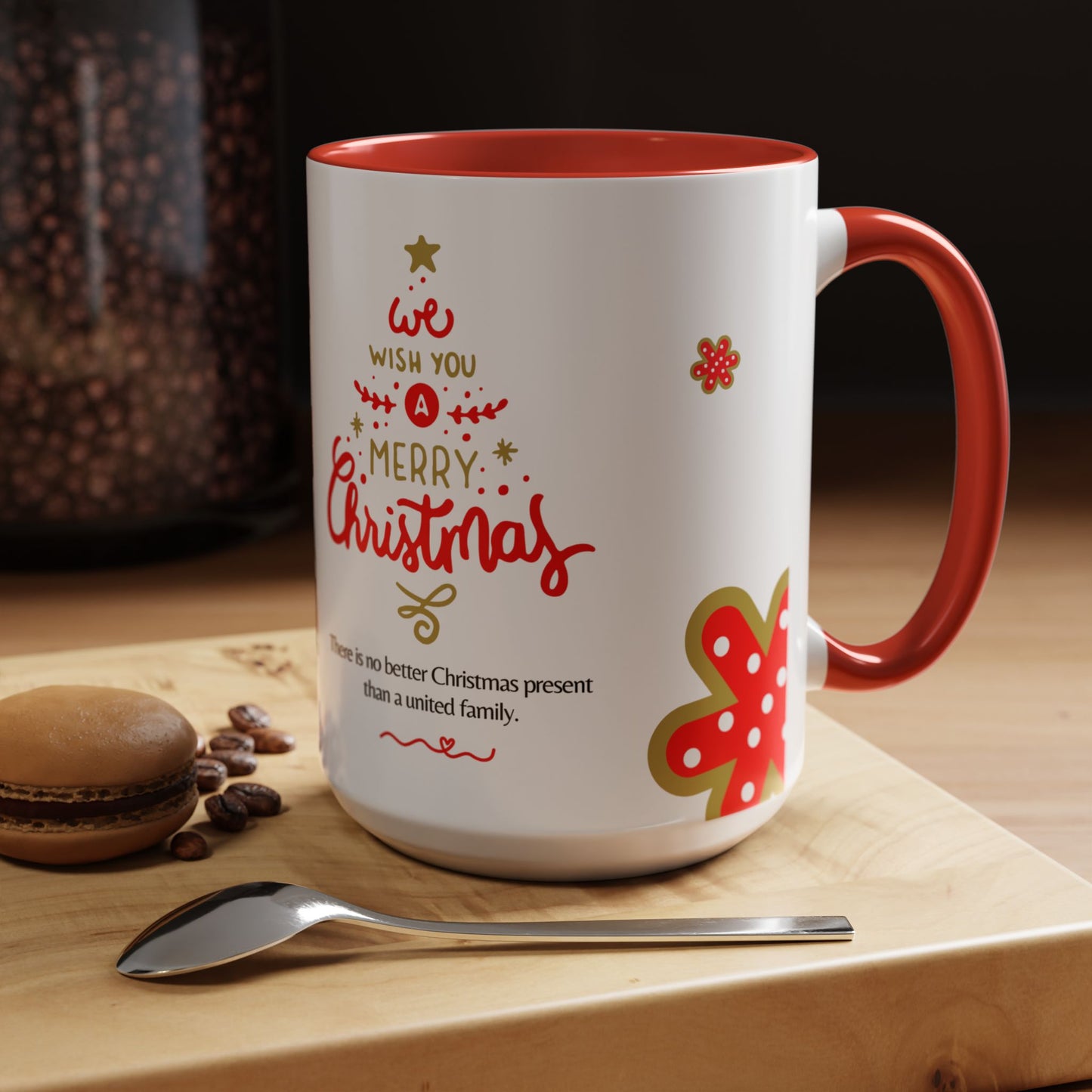 We Wish You a Merry Christmas, Family Photos, Customizable - Accent Coffee Mug (11, 15oz) - 11041