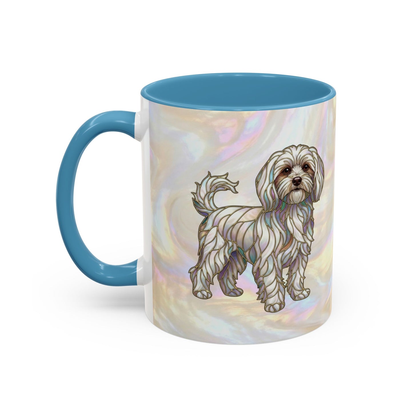 Maltese Dog Accent Coffee Mug – Stained Glass Design 11/15oz - 14642