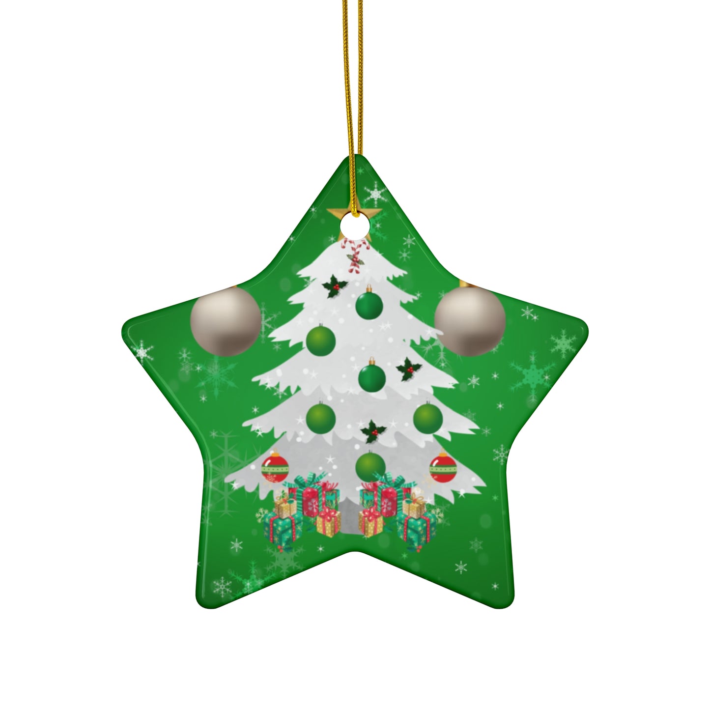 Snow Tree - Ceramic Ornament, 4 Shapes