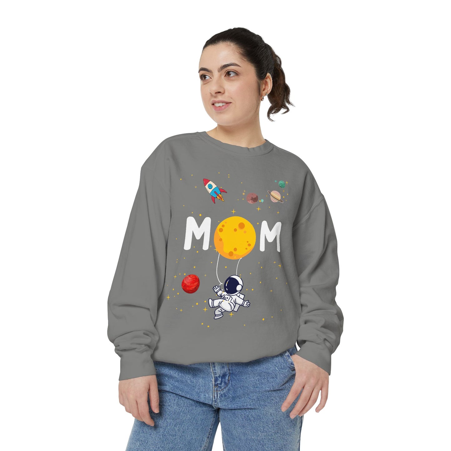 Astronaut Mom Garment-Dyed Sweatshirt | Space-Themed Gift for Mothers - 11838