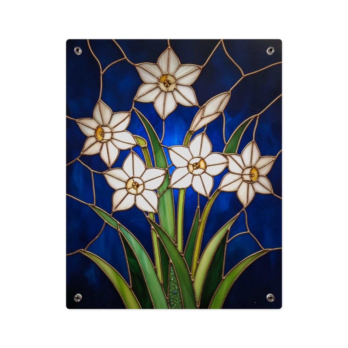 Whitepaper Narcissus Acrylic Wall Art Panel — (Floral Modern Decorative Plaque) - 14598