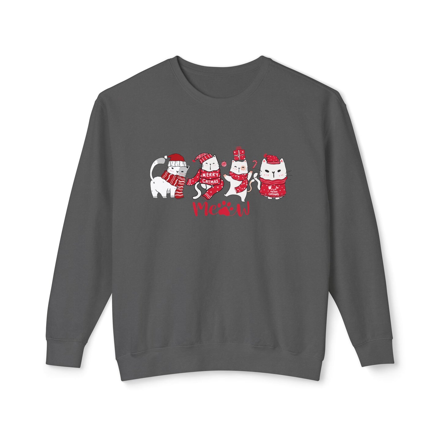 Cats, Merry Christmas - Unisex Lightweight Crewneck Sweatshirt - 10046