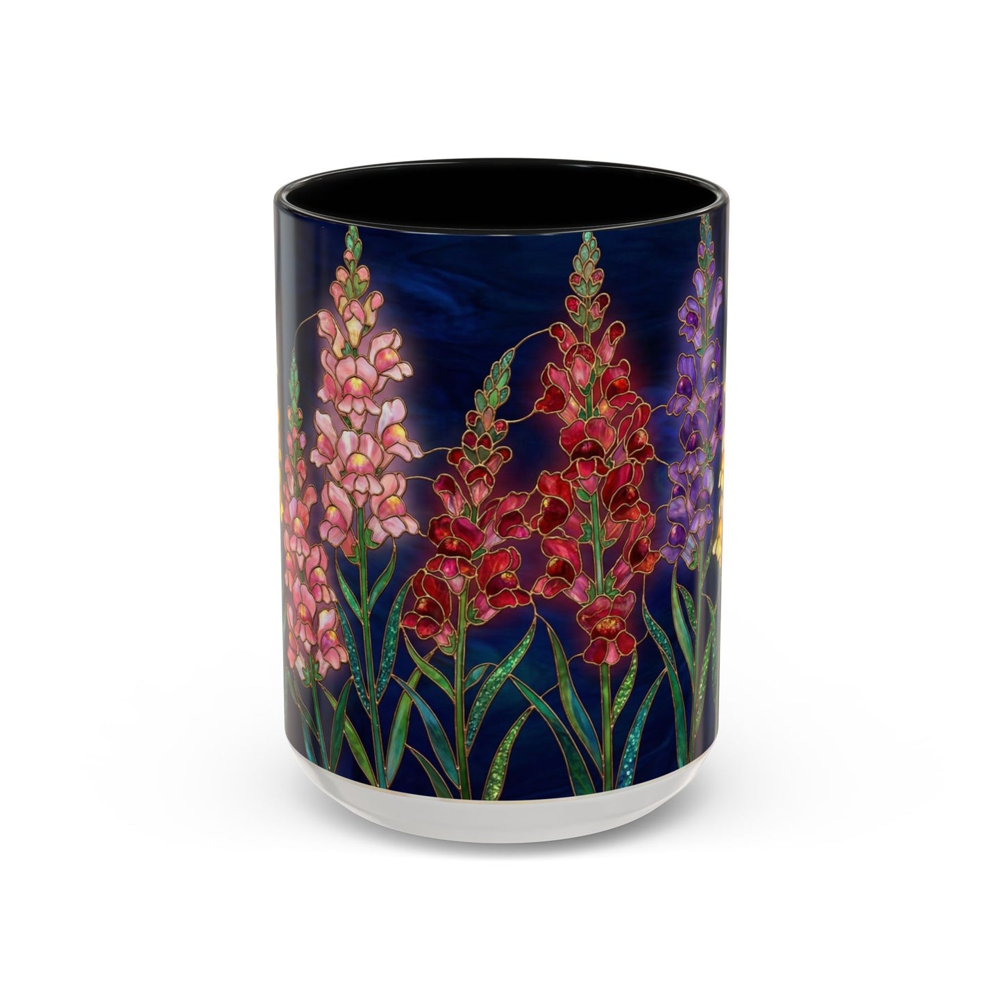 Snapdragon Floral Accent Coffee Mug — Stained Glass Design (11/15oz) - 14586