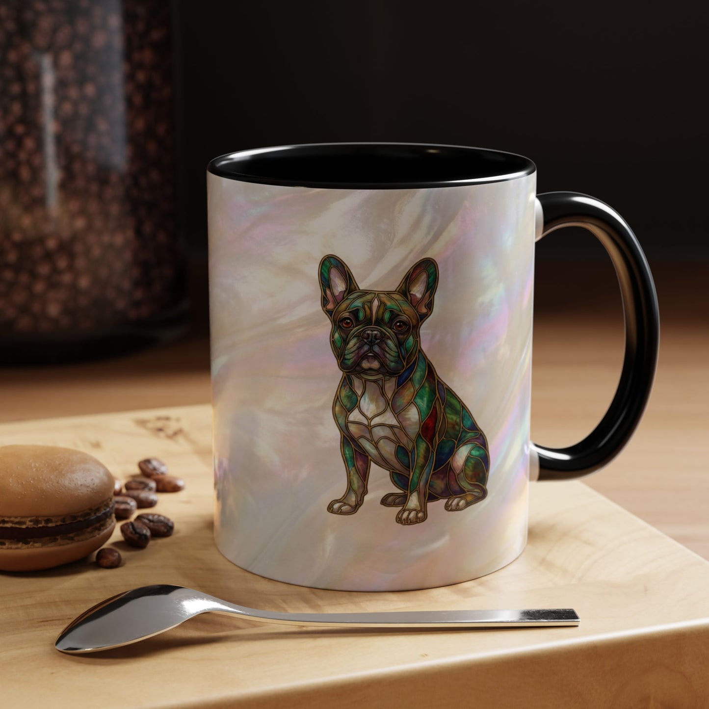 French Bulldog Accent Coffee Mug -Stained Glass Style (11/15oz) - 14632
