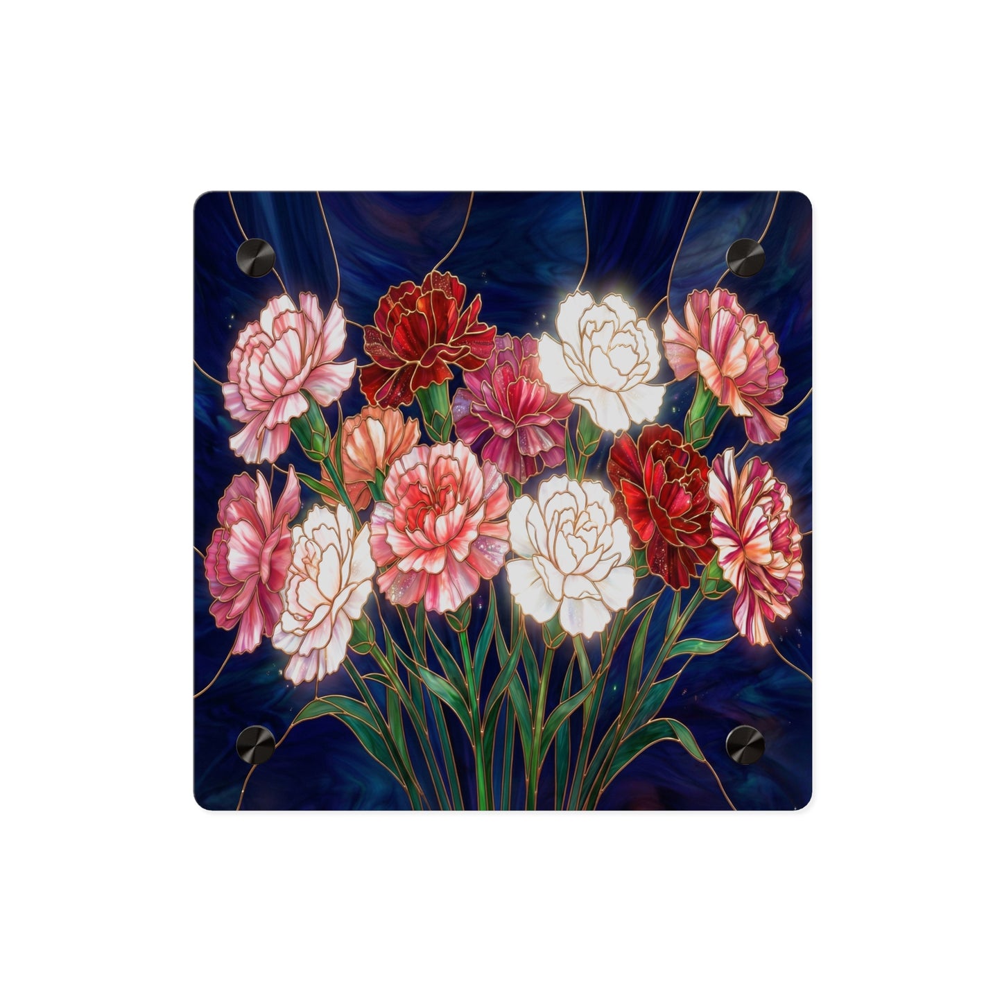 Carnation Bouquet Acrylic Wall Art Panel — Floral Home Décor - 14599