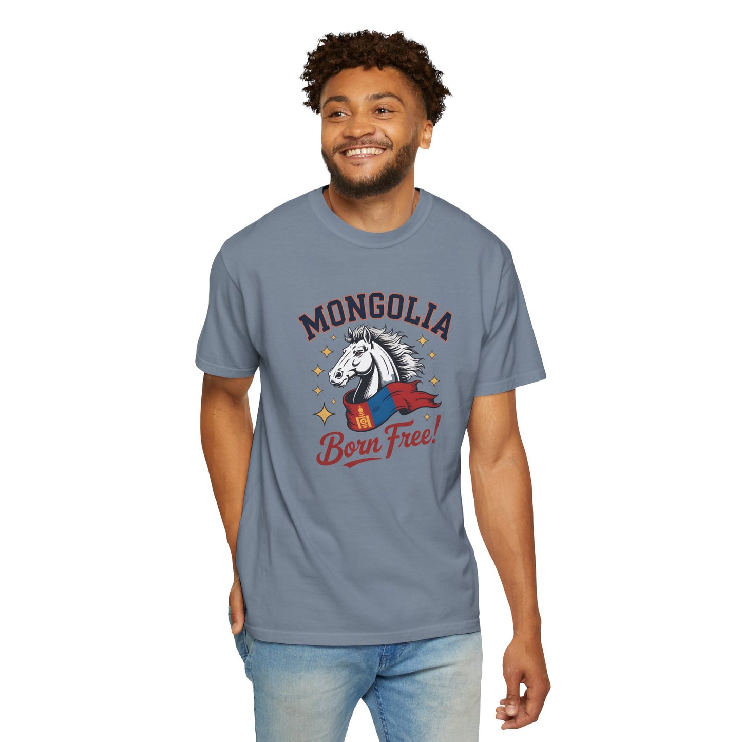 Born Free Mongolia Horse T-Shirt – Patriotic Mongolian Pride Graphic Tee for Men & Women - 14805