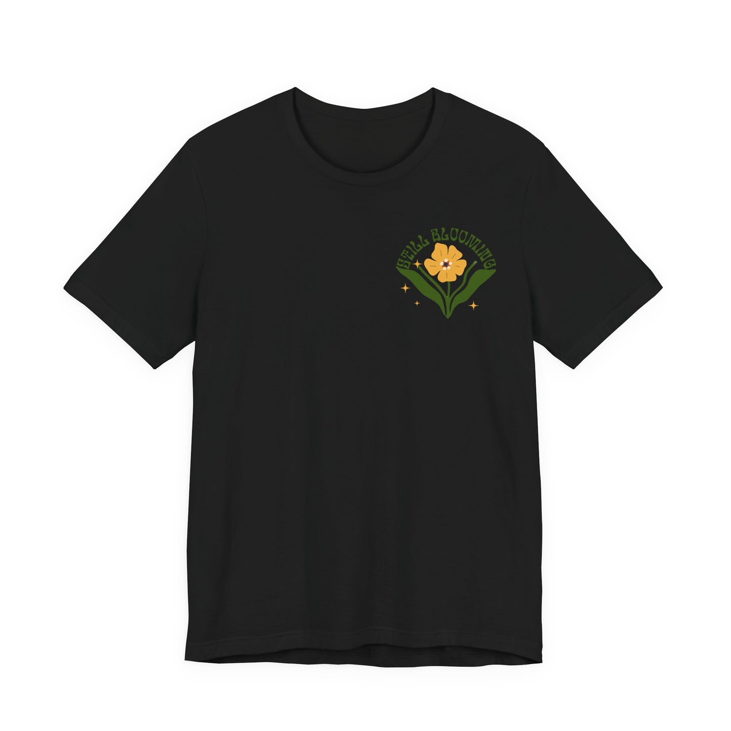 Still Blooming Floral T-Shirt, Retro Yellow Flower Graphic Tee  - 14957
