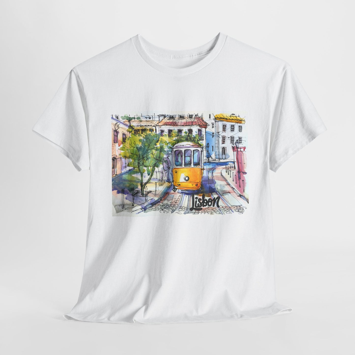 Lisbon Tram Unisex Heavy Cotton Tee - 12134