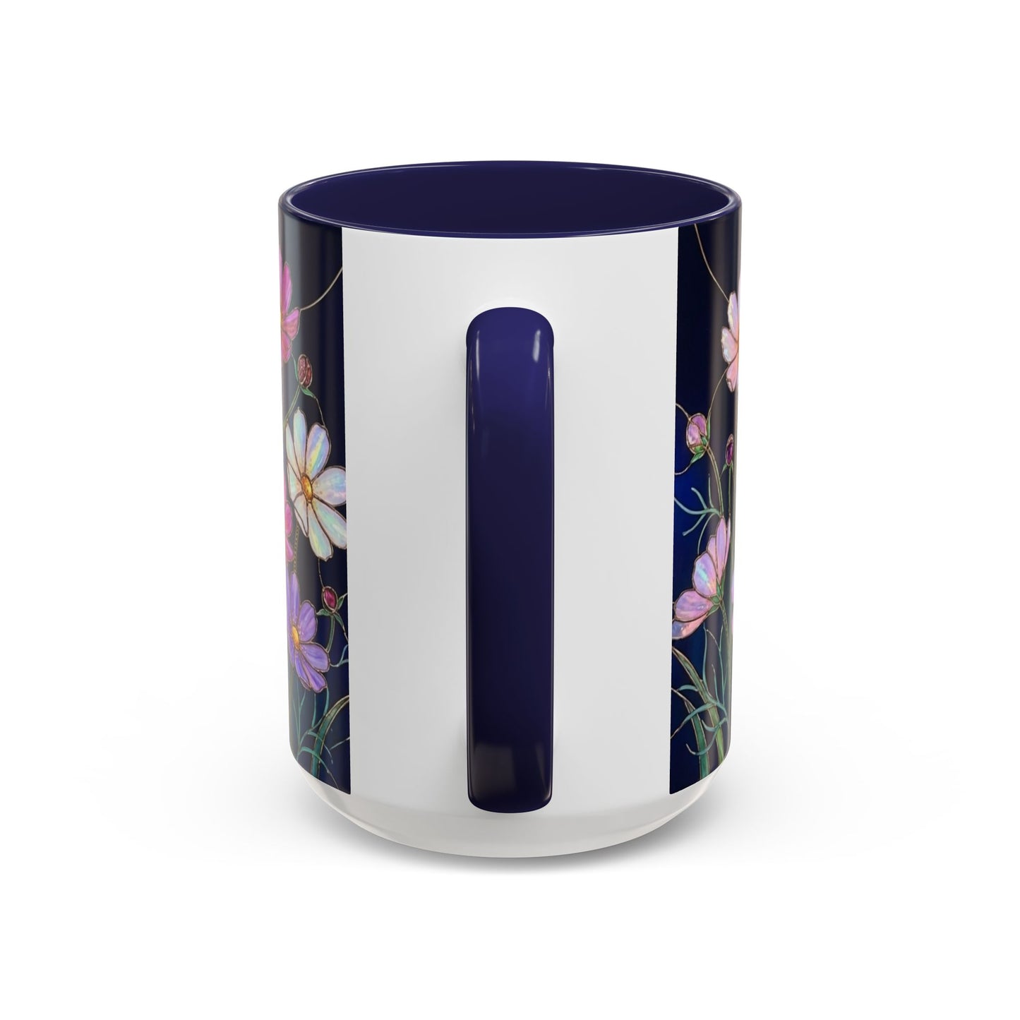 Cosmos Floral Accent Coffee Mug — Stained Glass Design 11/15oz - 14561