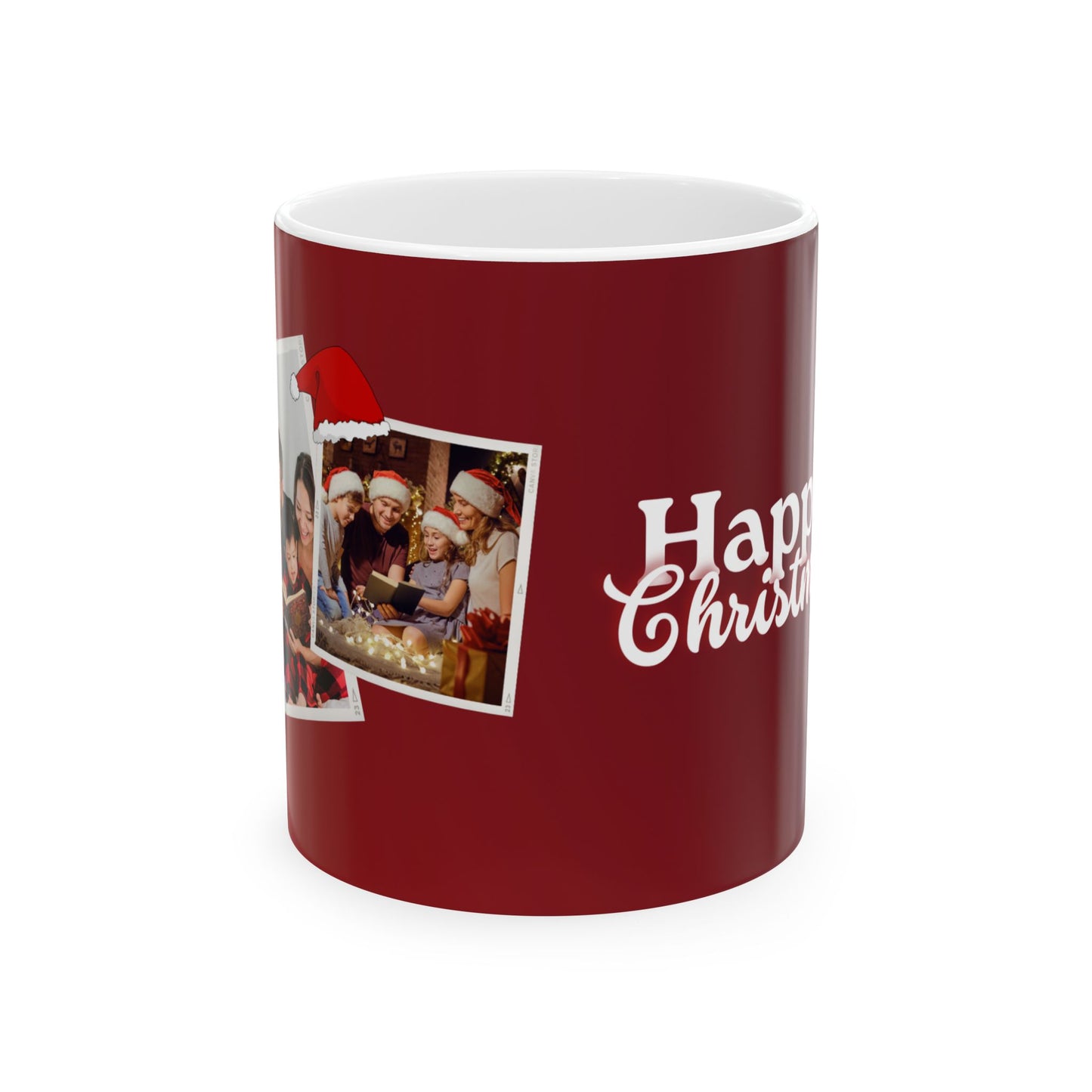 Happy Christmas, Family Photo, Customizable - Ceramic Mug, (11oz, 15oz) - 10929