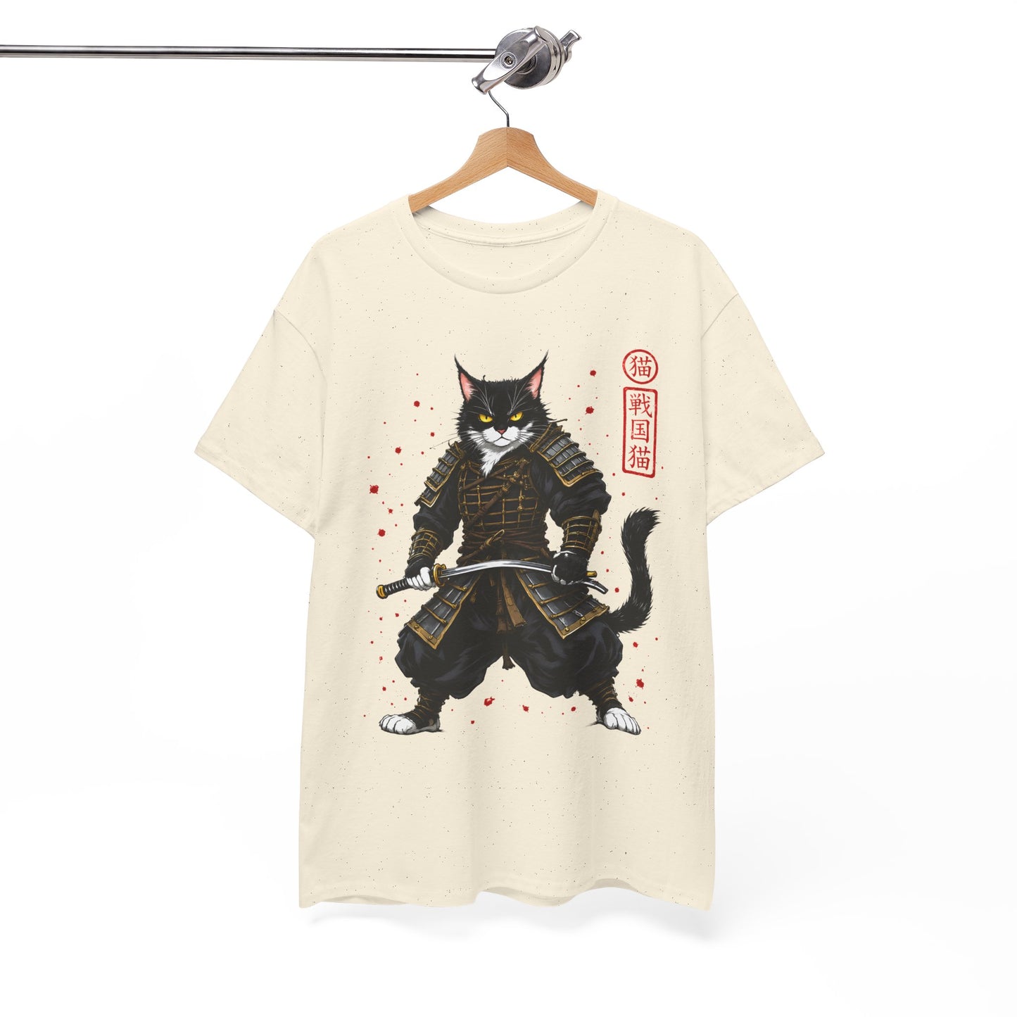 Samurai Cat T-Shirt – Japanese Warrior Cat Graphic Tee, Anime Samurai Cat Shirt, Japanese Streetwear Gift - 14913