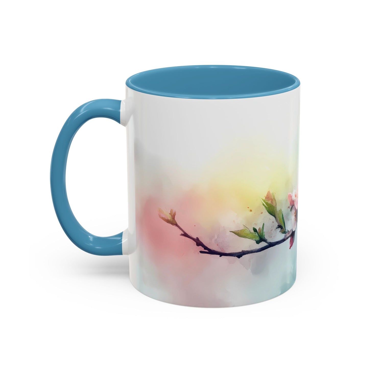 Whimsical Bird & Blossom Accent Coffee Mug - Perfect for Nature Lovers - 11886