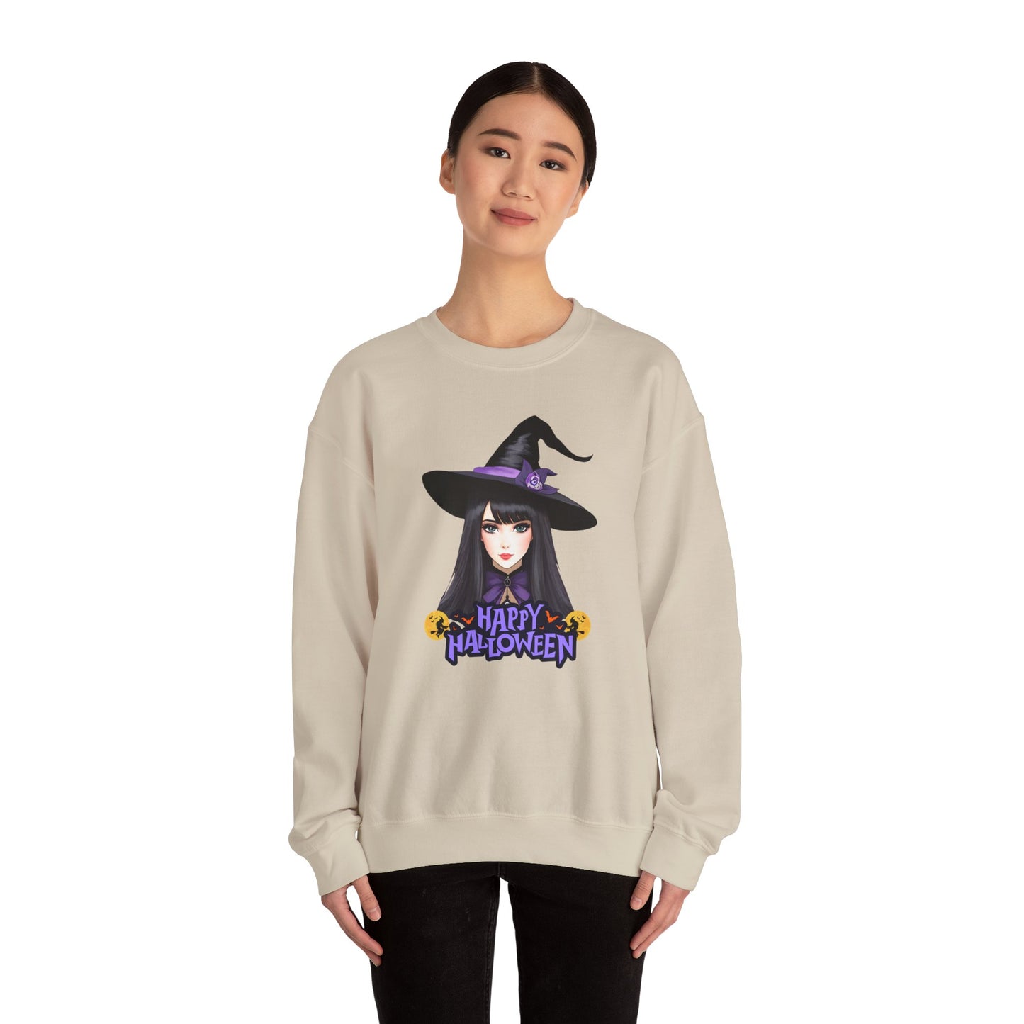 Happy Halloween, Witch - Unisex Heavy Blend™ Crewneck Sweatshirt