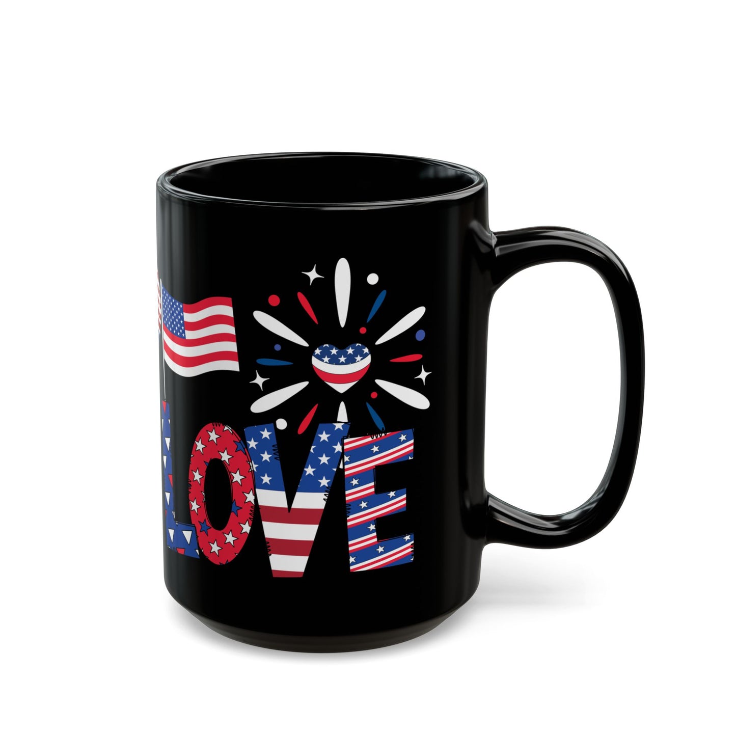 July 4, Patriotic Eagle - Black Mug (11oz, 15oz) - 10577