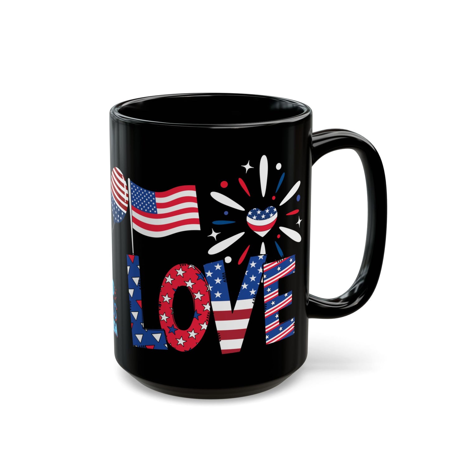 July 4, Patriotic Eagle - Black Mug (11oz, 15oz) - 10577