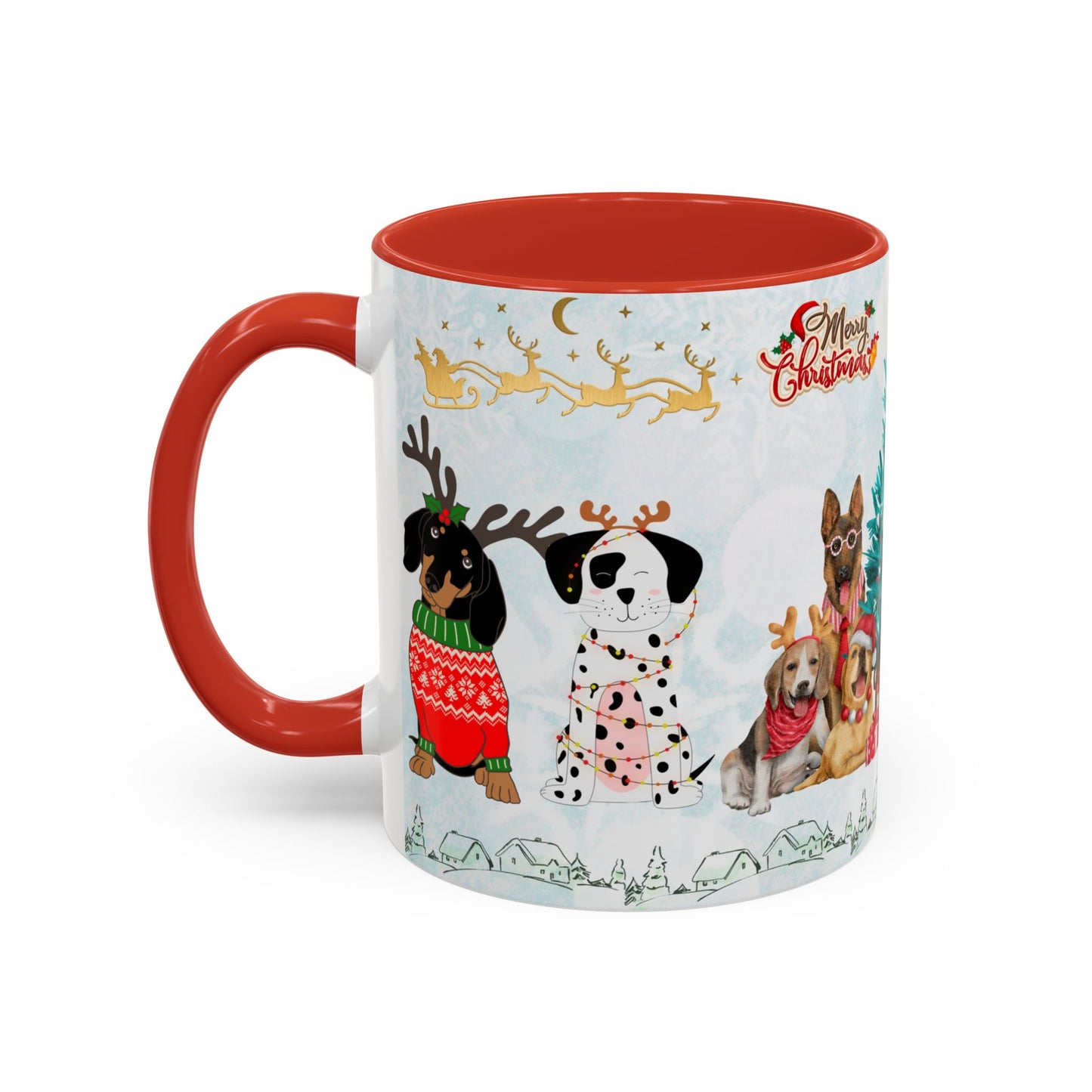 Merry Christmas Dogs - Accent Coffee Mug (11, 15oz)