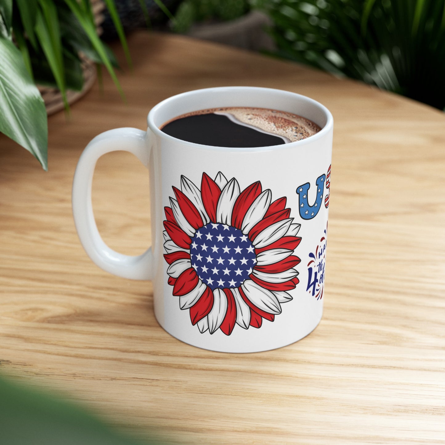 July 4, Sunflower & Butterfly - Ceramic Mug, (11oz, 15oz)