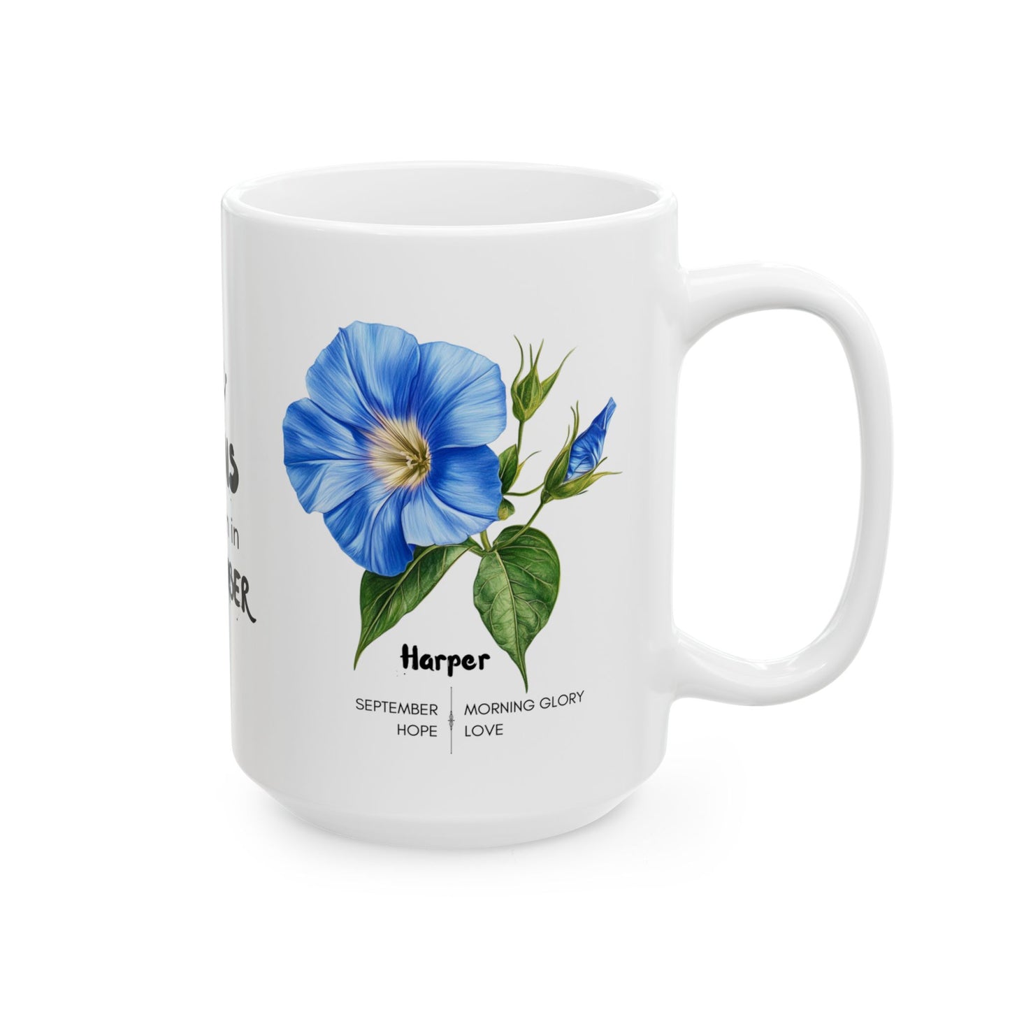 Happy Birthday: Queens Are Born In September, Morning Glory Flower, Customizable - Ceramic Mug, (11oz, 15oz)