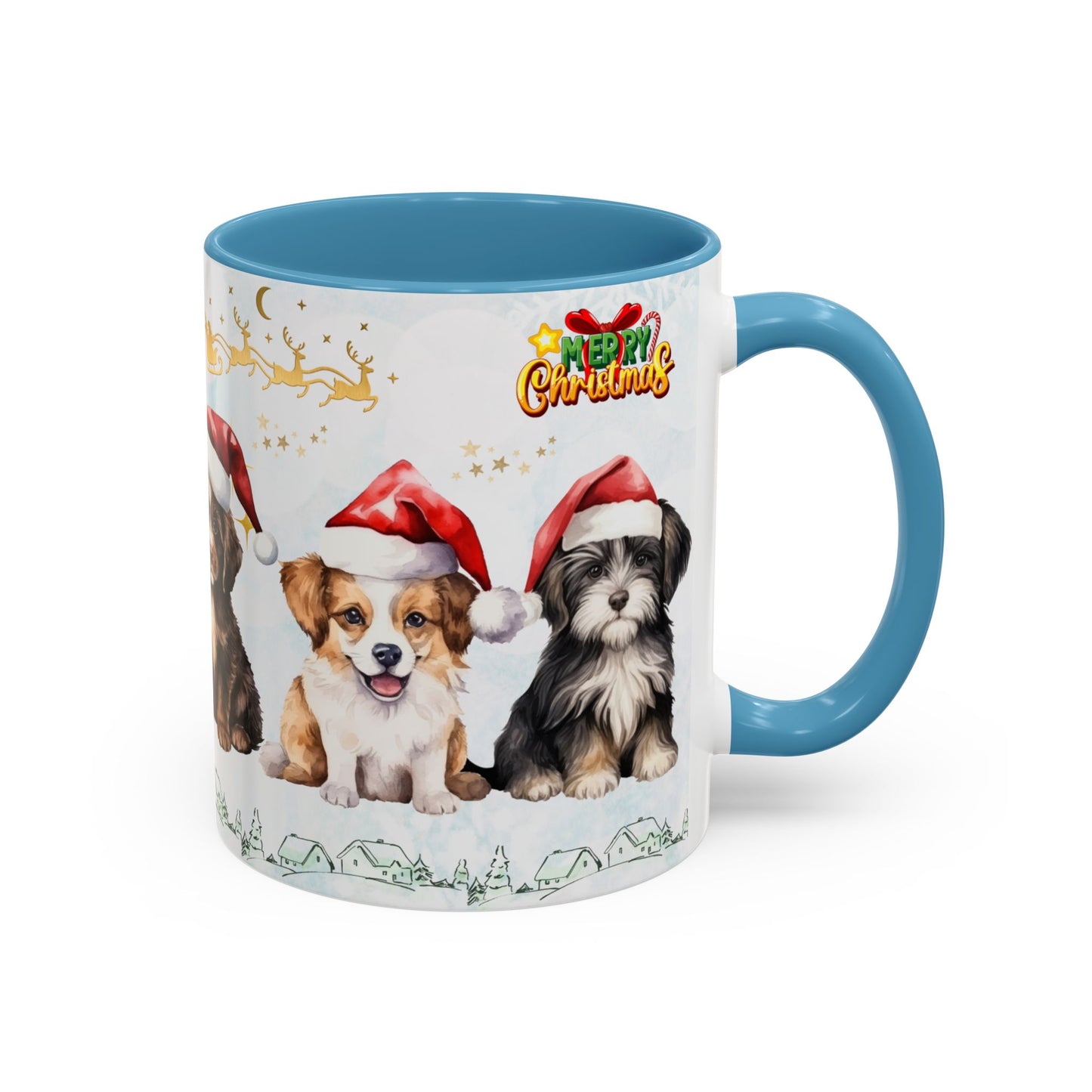 Merry Christmas, Puppies - Accent Coffee Mug (11, 15oz)