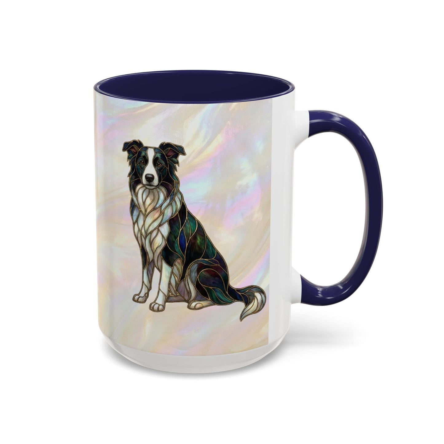Border Collie Accent Coffee Mug — Stained Glass Design (11/15 oz) - 14619