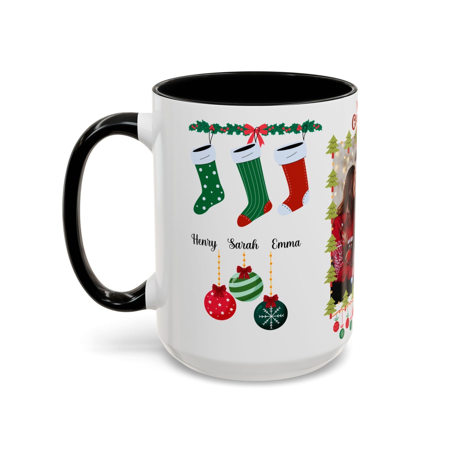 Christmas, Family Photo, Customizable, Accent Coffee Mug (11, 15oz)