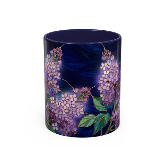 Lilac Blossoms Accent Coffee Mug — Stained Glass Design (11/15 oz) - 14574