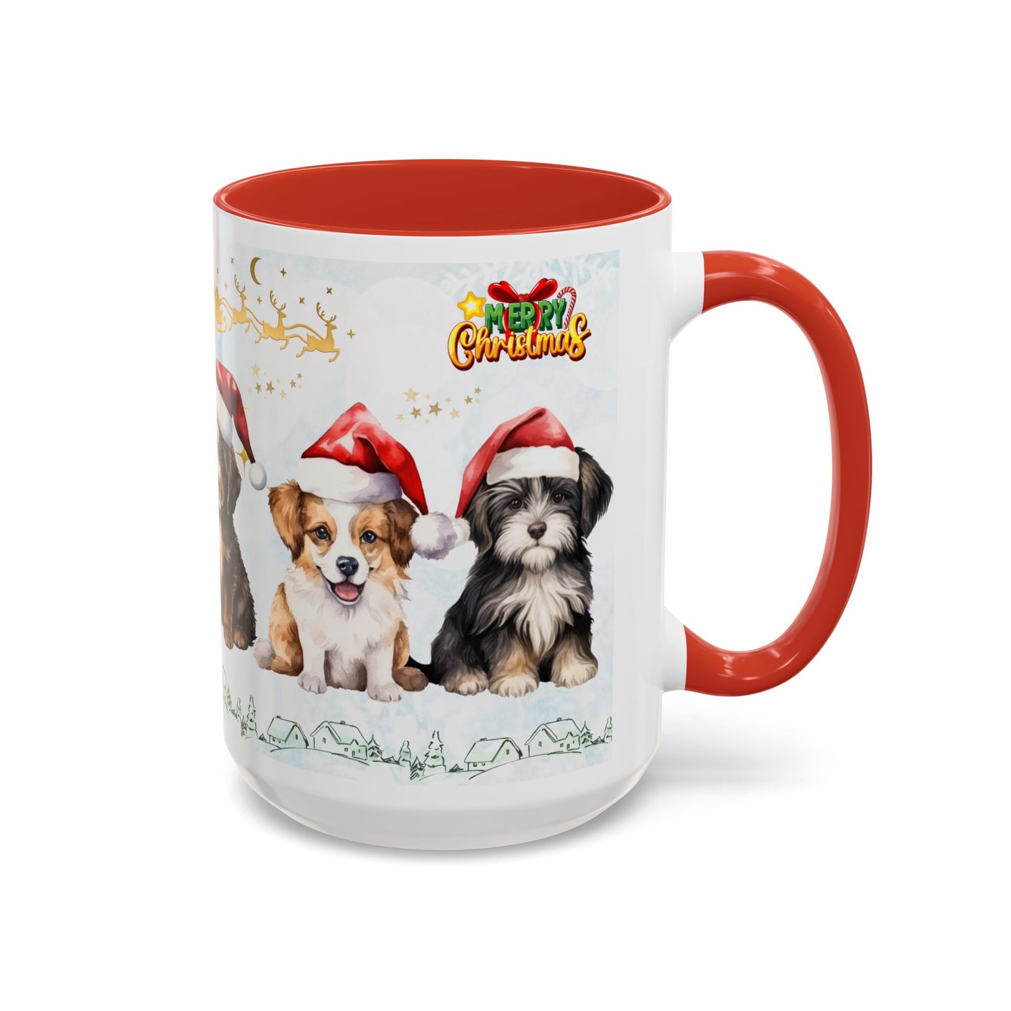 Merry Christmas, Puppies - Accent Coffee Mug (11, 15oz)