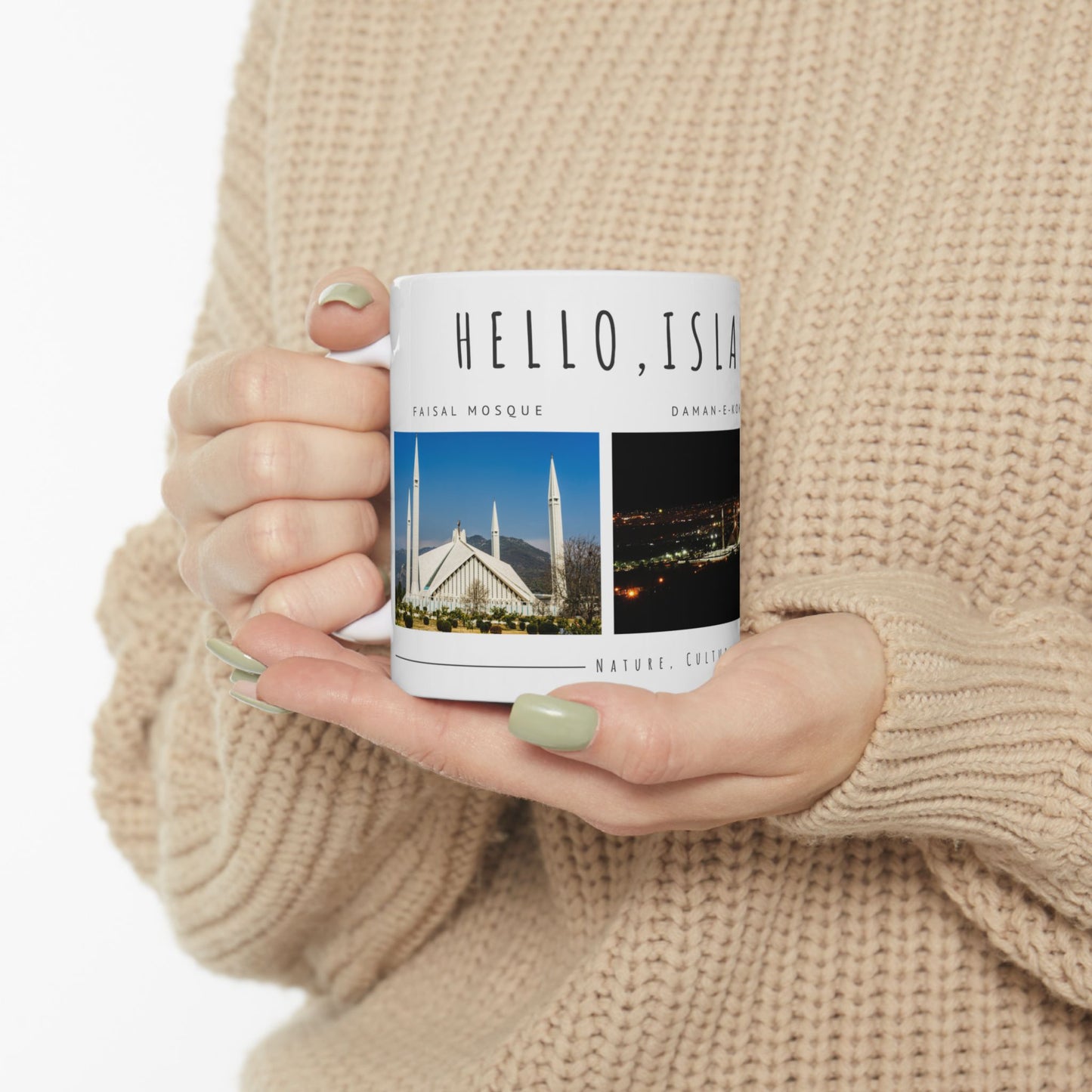 Hello Islamabad Ceramic Mug - 11oz & 15oz Coffee Cup with Scenic City Views - 12212