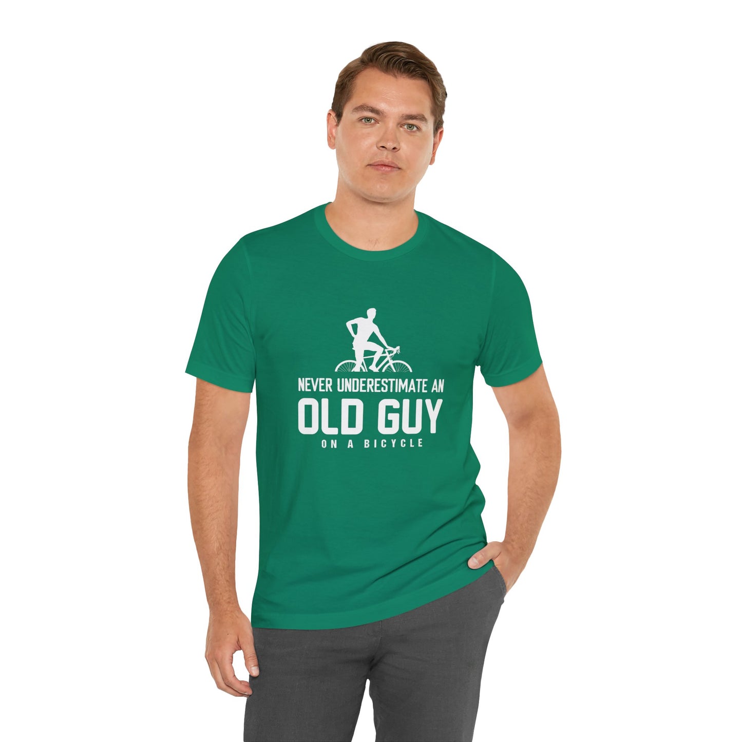 Bicycle: Never Underestimate An Old Guy On A Bicycle - Unisex Jersey Short Sleeve Tee