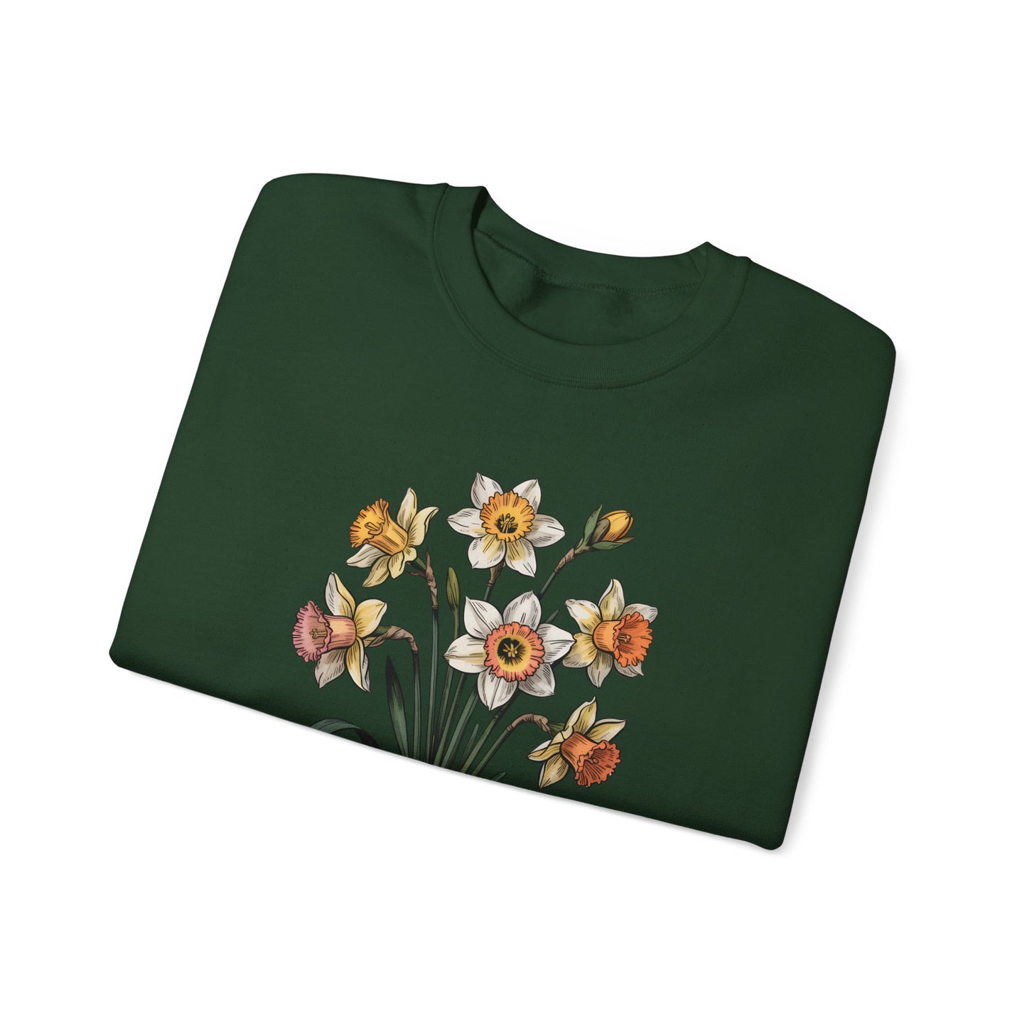 March Birth Flower Daffodil Sweatshirt — Vintage Botanical Floral Crewneck Gift - 14824