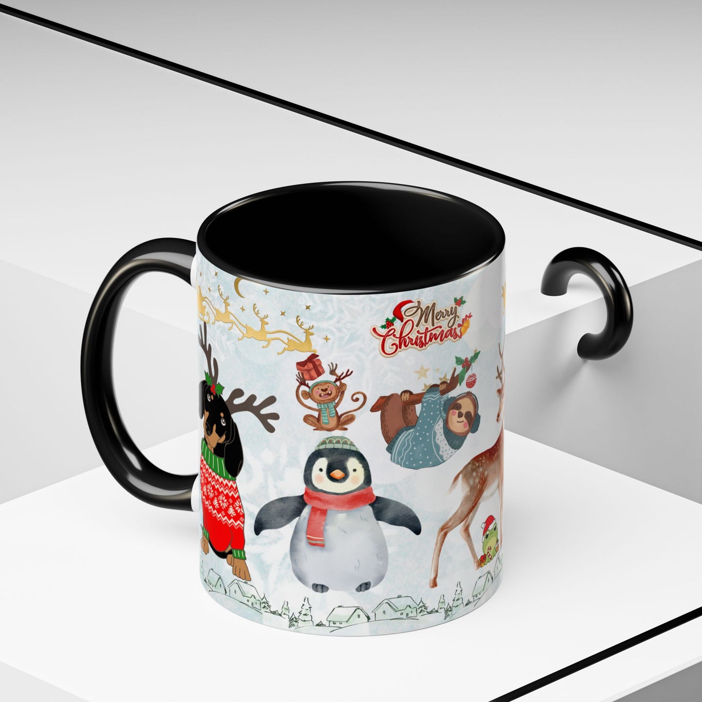 Merry Christmas, Animals - Accent Coffee Mug (11, 15oz)