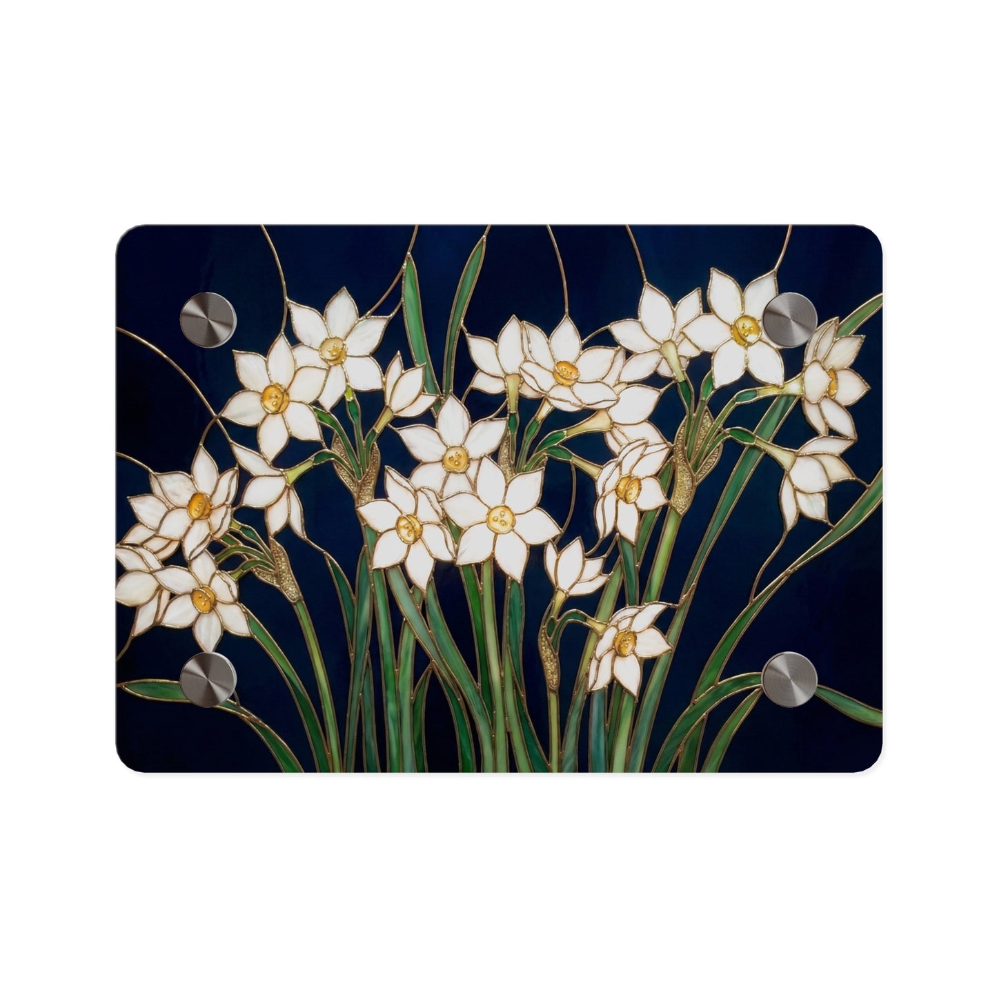 Whitepaper Narcissus Acrylic Wall Art Panel — (Floral Modern Decorative Plaque) - 14598