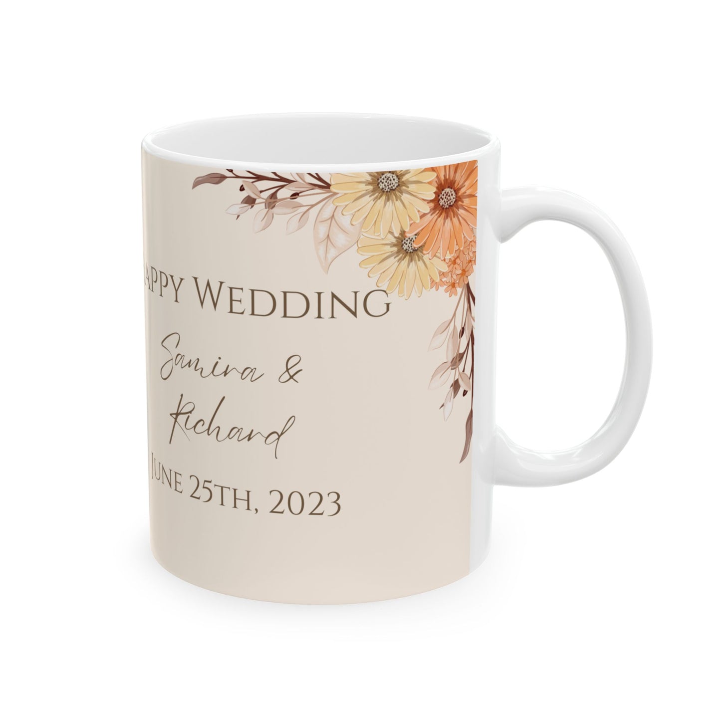 Happy Wedding, Details Customizable - Ceramic Mug, (11oz, 15oz) - 10964