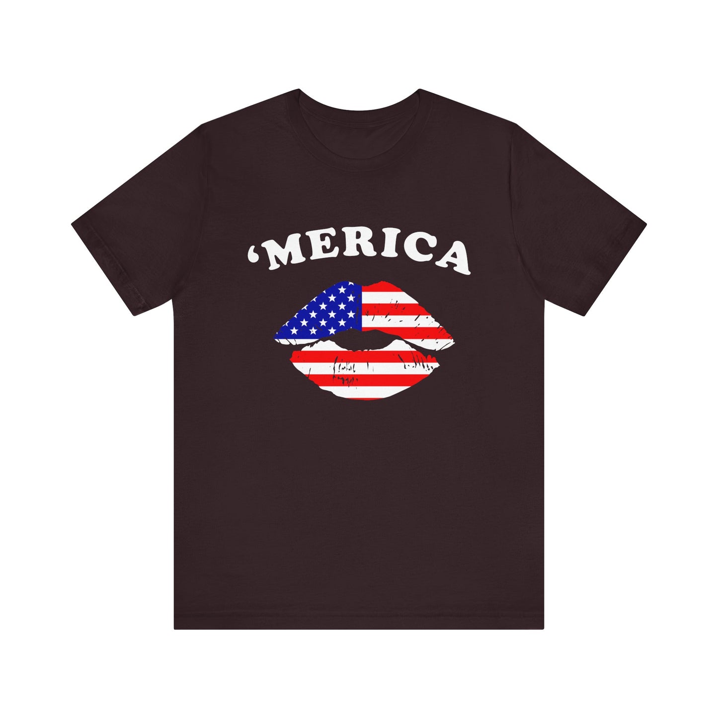 'Merica Unisex Jersey Tee, Patriotic Short Sleeve Shirt, USA Flag Design, Independence Day Apparel, Festival Wear, Summer Casual - 13519