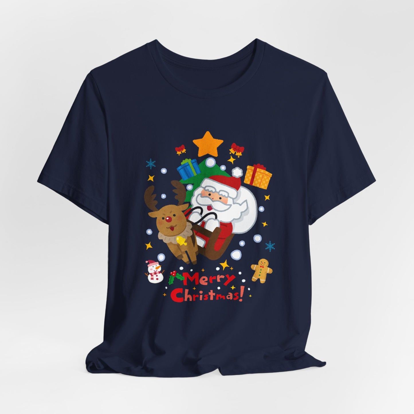 Santa & Reindeer, Merry Christmas - Unisex Jersey Short Sleeve Tee - 10494