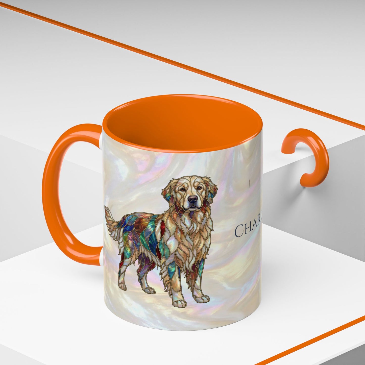 Personalized Golden Retriever Coffee Mug - Stained Glass Design 11/15oz - 14534