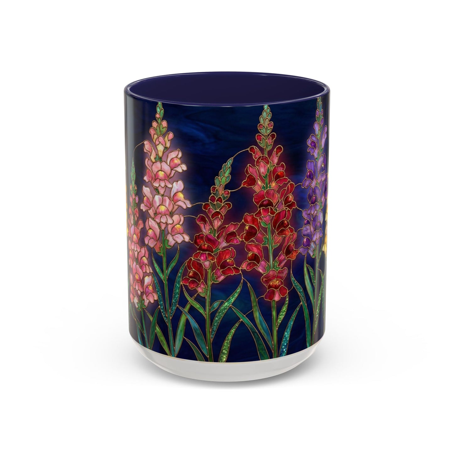 Snapdragon Floral Accent Coffee Mug — Stained Glass Design (11/15oz) - 14586