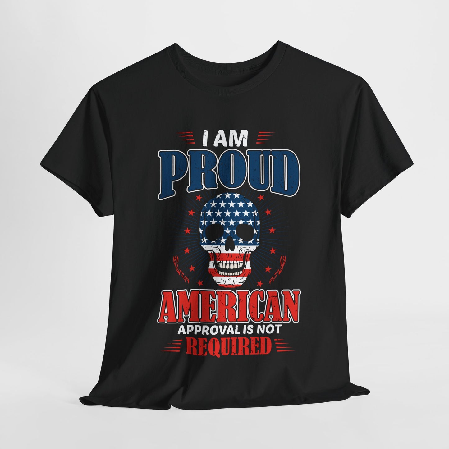 "I'm a Proud American" Unisex Heavy Cotton Tee, Patriotic Shirt, Independence Day Apparel, Casual Wear, Gift for Veterans - 13637