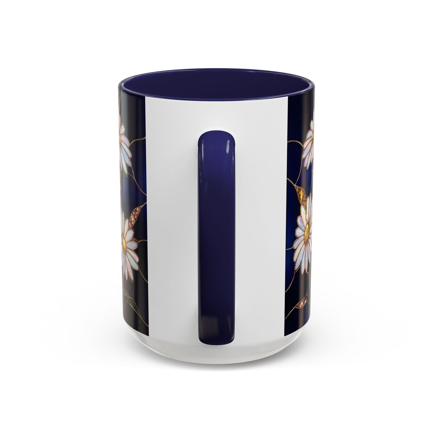 Daisy Floral Accent Coffee Mug — Stained Glass Design (11/15oz) - 14563